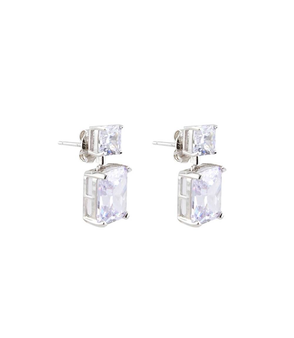 NEW MARLYN SCHIFF women's princess cut drop earrings in silver